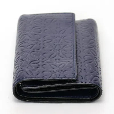 Pre-owned Loewe Navy Leather Wallet (tri-fold) () In Blue