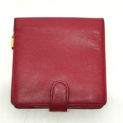 Pre-owned Loewe Red Color Leather Wallet (bi-fold) ()