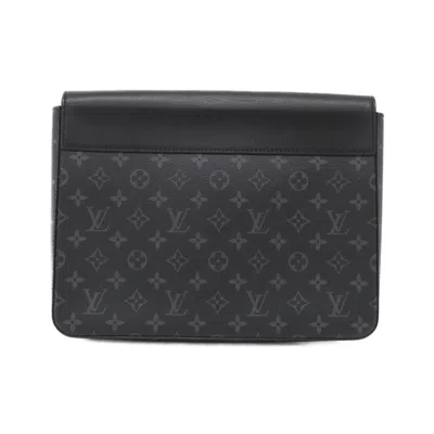 Pre-owned Louis Vuitton Black Coated Canvas Clutch Bag Handbag ()