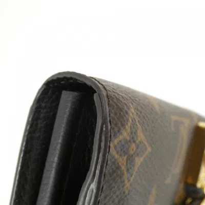 Pre-owned Louis Vuitton Black Marron Coated Canvas Leather Long Wallet (bi-fold) () In Multi