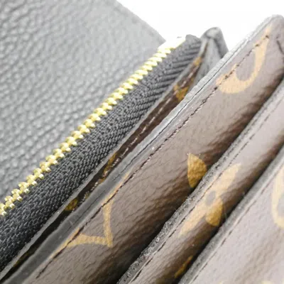 Pre-owned Louis Vuitton Black Marron Coated Canvas Leather Long Wallet (bi-fold) () In Multi