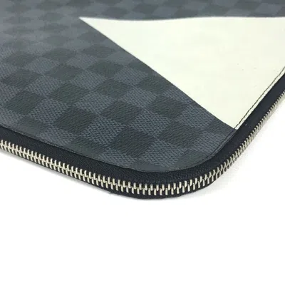 Pre-owned Louis Vuitton Black Red Color White Damier Graphite Clutch Bag Pochette Pouch ()