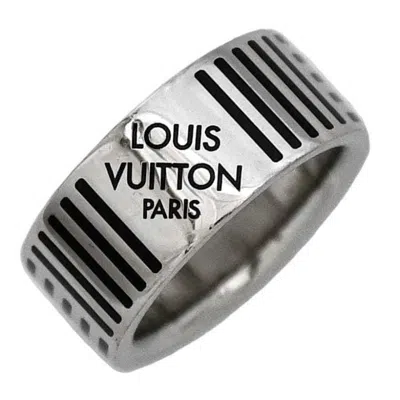 Pre-owned Louis Vuitton Black Silver Metal Band Ring () In Multi