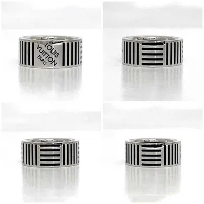 Pre-owned Louis Vuitton Black Silver Metal Band Ring () In Multi