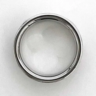 Pre-owned Louis Vuitton Black Silver Metal Band Ring () In Multi