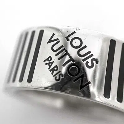 Pre-owned Louis Vuitton Black Silver Metal Band Ring () In Multi