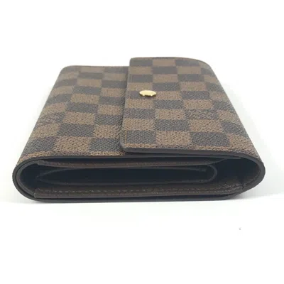 Pre-owned Louis Vuitton Brown Ebene Damier Canvas Long Wallet (tri-fold) ()