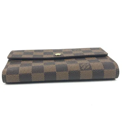 Pre-owned Louis Vuitton Brown Ebene Damier Canvas Long Wallet (tri-fold) ()