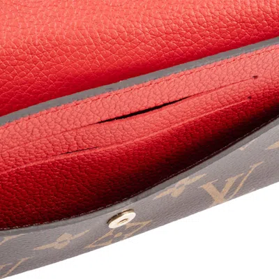 Pre-owned Louis Vuitton Brown Red Color Monogram Canvas Leather Wallet (bi-fold) () In Multi