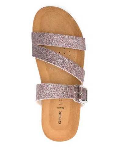 Geox New Sthellae Glittered Buckle Sandals In Pink