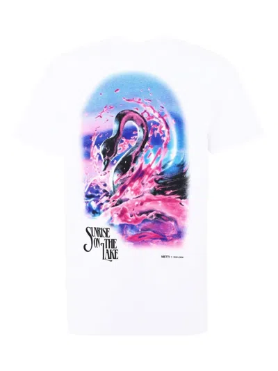 Vietti Merchandise X Lake Maggiore Swan-print Cotton T-shirt In White