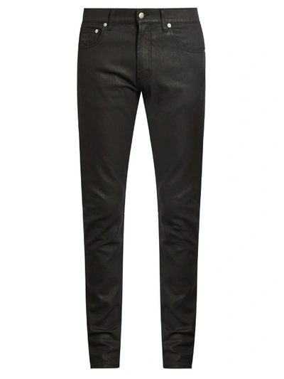 Alexander Mcqueen Coated-stripe Skinny Jeans, Black In Additional Details Will Be Added When The Item Arrives In Stock