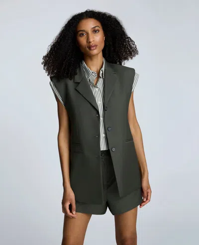 Kenneth Cole Luxe Twill Three Button Notch Collar Vest In Gray
