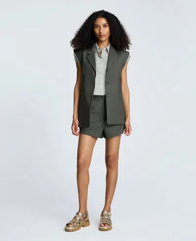 Kenneth Cole Luxe Twill Three Button Notch Collar Vest In Gray