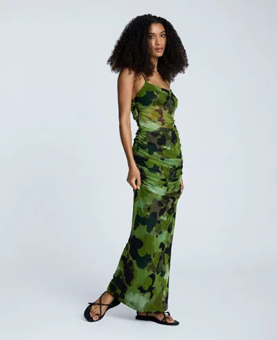 Kenneth Cole Ruched Mesh Maxi Dress