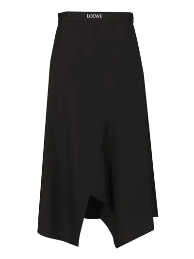 Loewe Asymmetric Skirt Skirts Black In Black