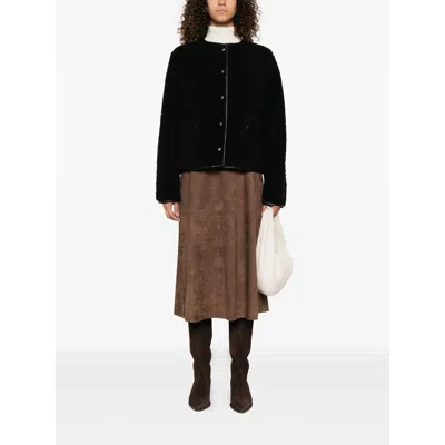 Blazé Milano Button-fastening Sheepskin Jacket In Black