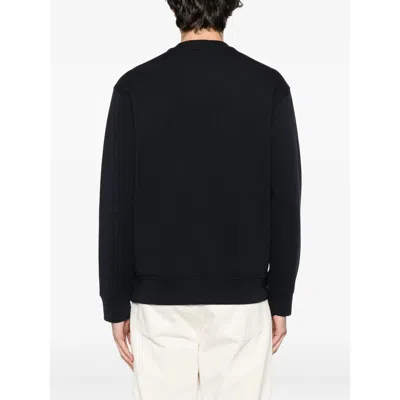 Emporio Armani Asv Double-jersey Sweatshirt With Oversized Embroidery In Black