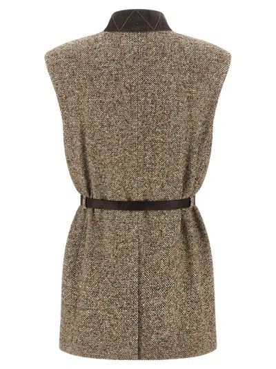Brunello Cucinelli Buttoned Chevron Vest Gilet Multicolor In Gray