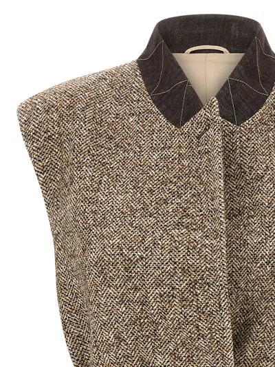 Brunello Cucinelli Buttoned Chevron Vest Gilet Multicolor In Gray
