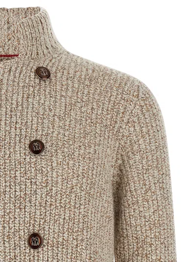 Brunello Cucinelli Cardigan À Double Boutonnage In Nude