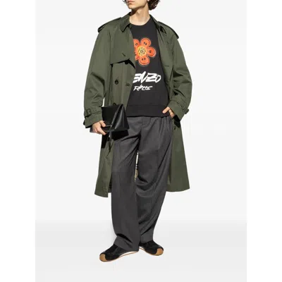 Kenzo Black Sweatshirt With Bold Graphic Design And Relaxed Fit In Black