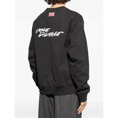 Kenzo Black Sweatshirt With Bold Graphic Design And Relaxed Fit In Black