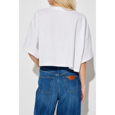 Chloé White Cropped T-shirt With Logo Lettering Print In Cotton Woman