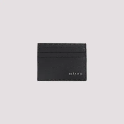Kiton Logo-plaque Calf Leather Cardholder In Black