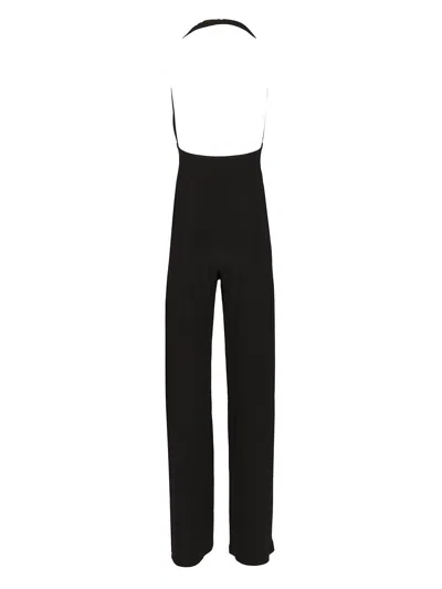 Norma Kamali Cross Halter Straight Leg Jumpsuit Jewelry Black