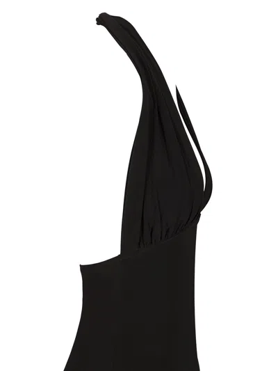 Norma Kamali Cross Halter Straight Leg Jumpsuit Jewelry Black