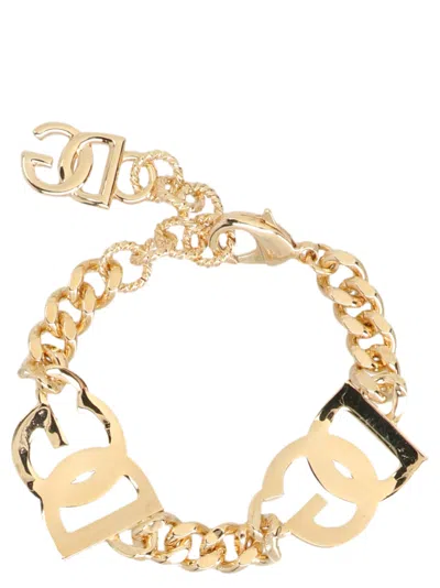 Dolce & Gabbana Crystal Logo Bracelet Jewelry Gold In Gold