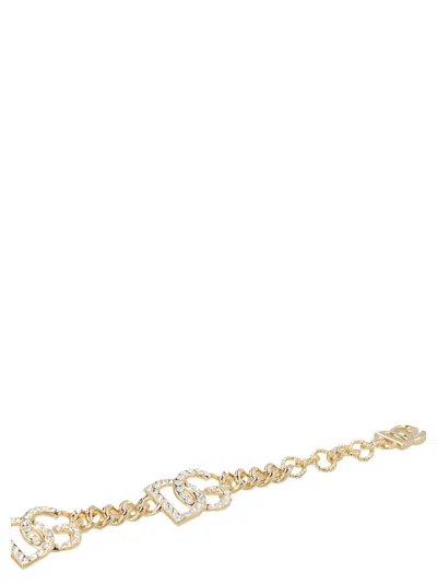Dolce & Gabbana Crystal Logo Bracelet Jewelry Gold In Gold