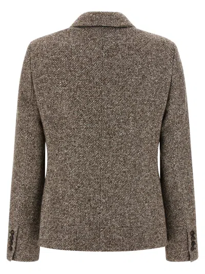 Brunello Cucinelli Double-breasted Silk Blend Blazer Blazers Brown