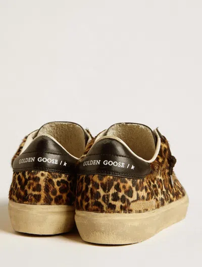 Golden Goose Soul Star Sneakers In Leopard-print Pony Skin With Black Nappa Leather Heel Tab And Inserts In Brown