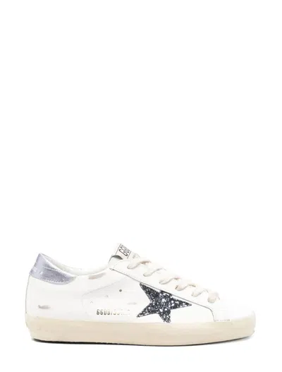 Golden Goose Super Star Leather Upper And Toe Glitter Star Laminated Heel