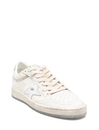 Golden Goose Ball Star Sneakers In Vintage Effect Leather With Silver Star And Heel Tab Shoes
