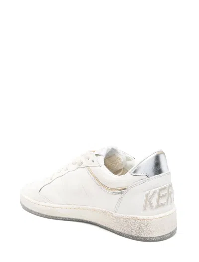 Golden Goose Ball Star Sneakers In Vintage Effect Leather With Silver Star And Heel Tab Shoes