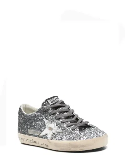 Golden Goose Super-star Classic With List Glitter Upper Toe Tongue And Heel Laminated Star Sneakers Grey In Silver