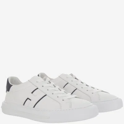 Hogan White Leather Sneakers With Logo Design And Rubber Sole