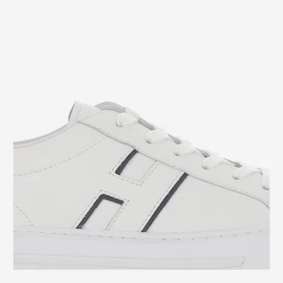 Hogan White Leather Sneakers With Logo Design And Rubber Sole