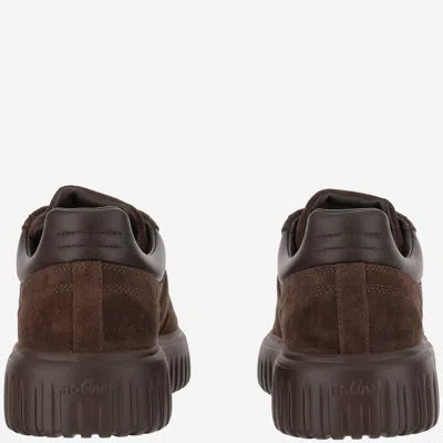 Hogan Brown Suede Sneakers With Padded Collar In Brown