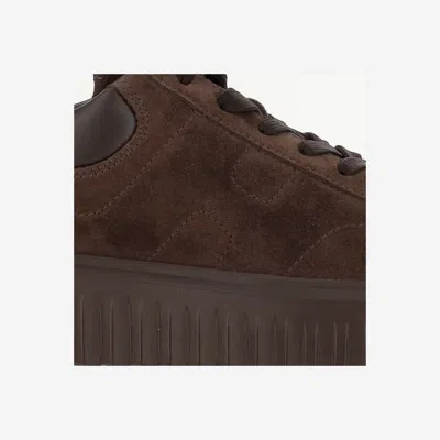 Hogan Brown Suede Sneakers With Padded Collar In Brown