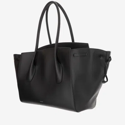 Jil Sander Medium Voyage Drawstring Shoulder Bag In Black