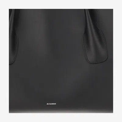 Jil Sander Medium Voyage Drawstring Shoulder Bag In Black