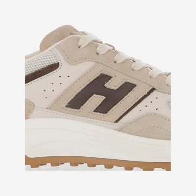 Hogan Suede, Smooth Leather And Mesh Hyperlight Sneakers In Neutral