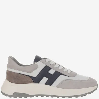 Hogan Round Toe Rubber Sole Panelled Design Sneakers In Gray