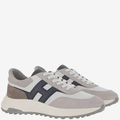 Hogan Round Toe Rubber Sole Panelled Design Sneakers In Gray
