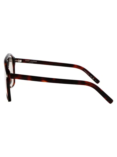 Saint Laurent Tortoiseshell Sl 596 Dune Rectangular Sunglasses In White