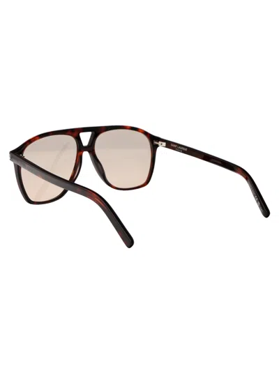 Saint Laurent Tortoiseshell Sl 596 Dune Rectangular Sunglasses In White